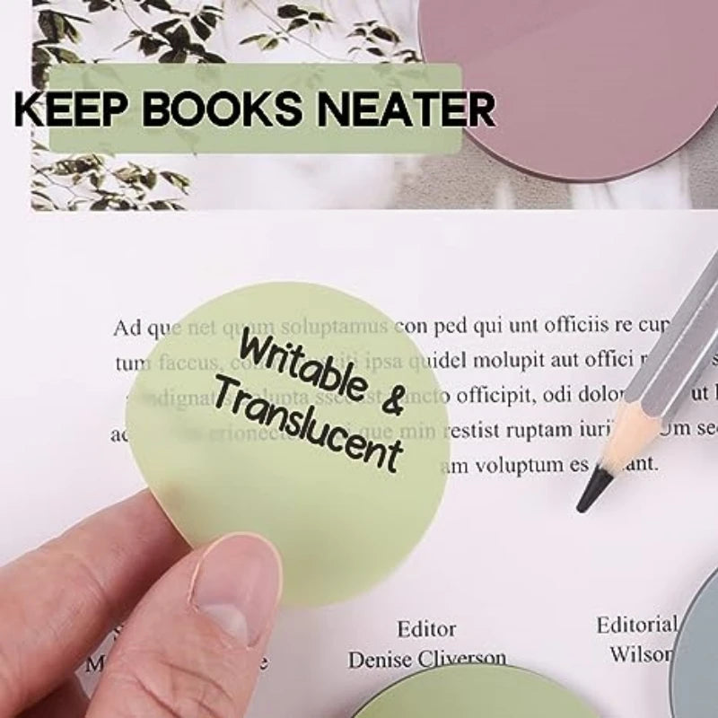 400pcs Morandi Sticky Notes, Clear Waterproof Round Translucent Sticky Labels, Sticky Tabs for Annotating Books