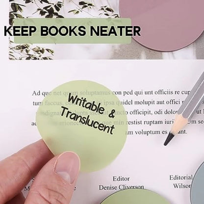 400pcs Morandi Sticky Notes, Clear Waterproof Round Translucent Sticky Labels, Sticky Tabs for Annotating Books