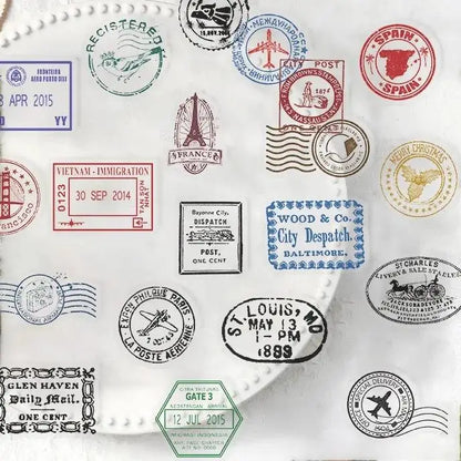 60PCS Vintage Passport Stamps Transparent Stickers Travel Decals For Phone Notebook Luggage Skateboard Guitar DIY Sticker Toy