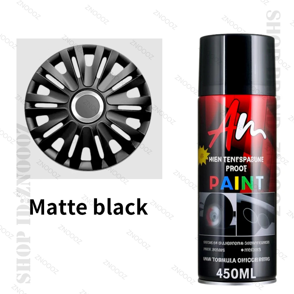 450ml Silver Series Alloy Automotive Wheel Repair Spray Paint - DIY Scratch Remover, Touch Up Paint Quick Matte Bright black