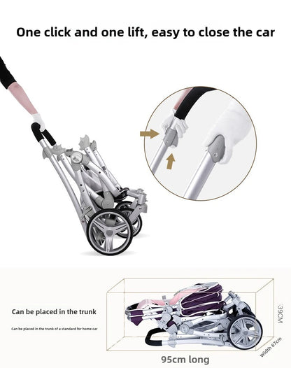 Foldable Twin Baby Stroller,Double Seat Baby Stroller for Two Babies,Shock-absorbing Twin Baby Stroller,Multi-function