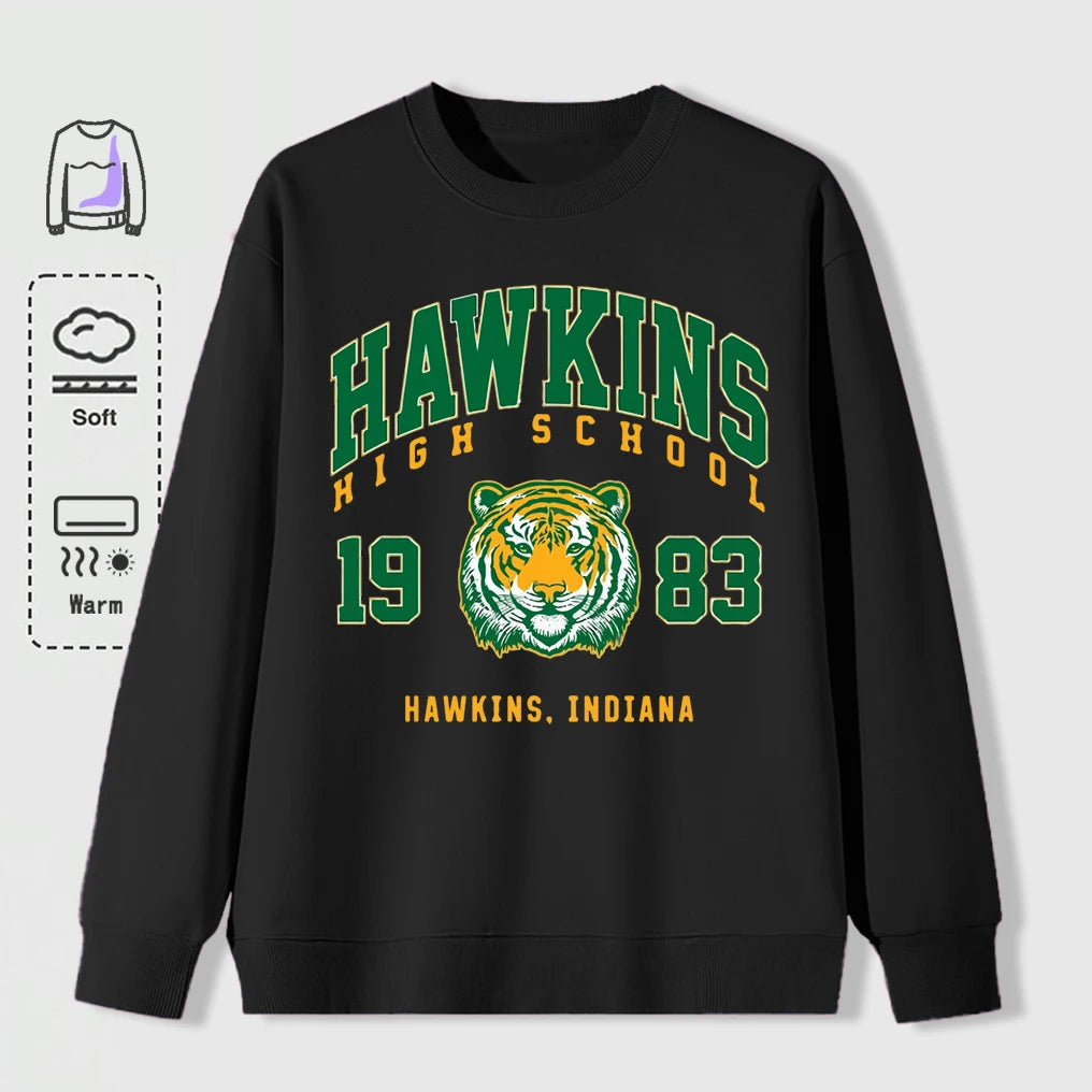 Hawkins 1983 Mighty Tiger Pullover For Men Autumn Oversize Long Sleeve Casual All-Match Clothing Unisex O-Neck Fashion Retro Top