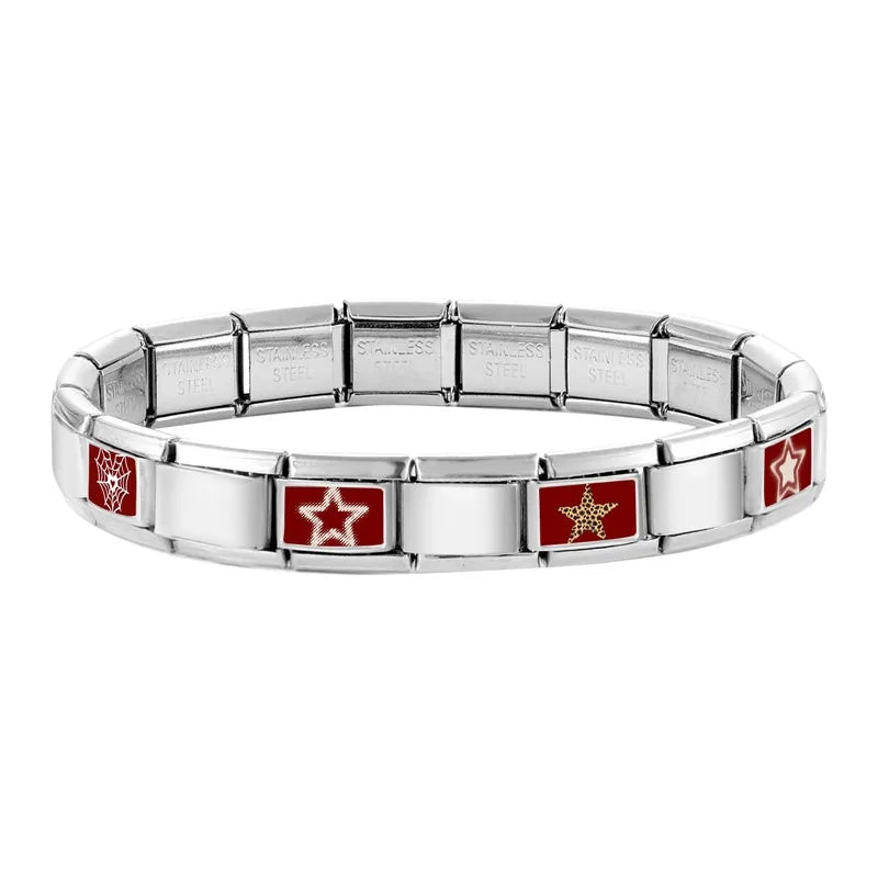 Fashion Dog Cats Star Black Red Charm Bracelet Fit 9mm Bracelet Stainless Steel Italian Links Making DIY Jewelrys Wholesale