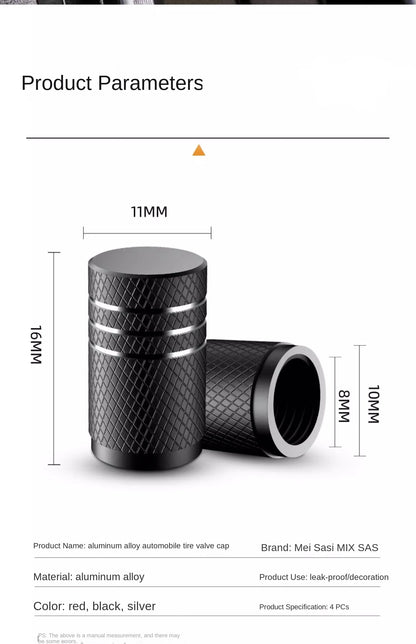 4Pcs Car Tire Valve Stems Cap Knurling Style Tire Valve Cap Aluminum Tire Wheel Stem Air Valve Cap car Universal accessories