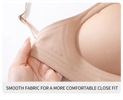 FINETOO Women's 3 Ways to Wear Halter Neck Backless Bralette Seamless Thin-Strapped Gather Bra Female Sexy Solid Color Underwear
