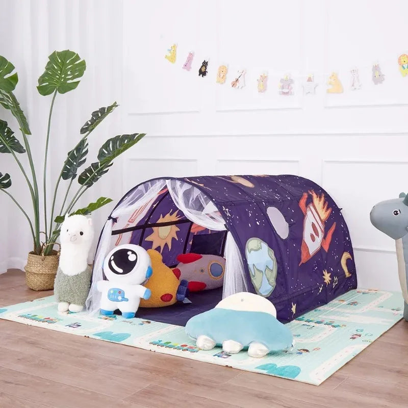 Starlight Dream Bed Canopy Play Tent for Kids Portable Fairy House Tunnel Cozy Playhouse Decor for Children Girls Boys