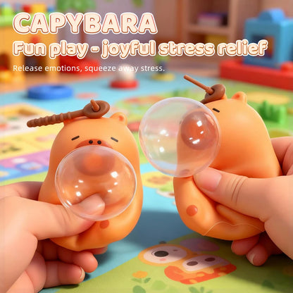 Cute Capybara Squishy Bubble Toy Keychain Decompression Pendant Bag Car Accessory Doll Small Gift for Relief Stress Squeeze Toys