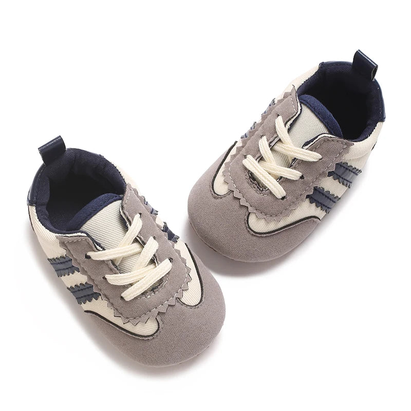 Spring and Autumn Fashion Stripes 0-1 Baby Shoes Baby Shoes Step Front Shoes Rubber Bottom Anti Slip Sneakers