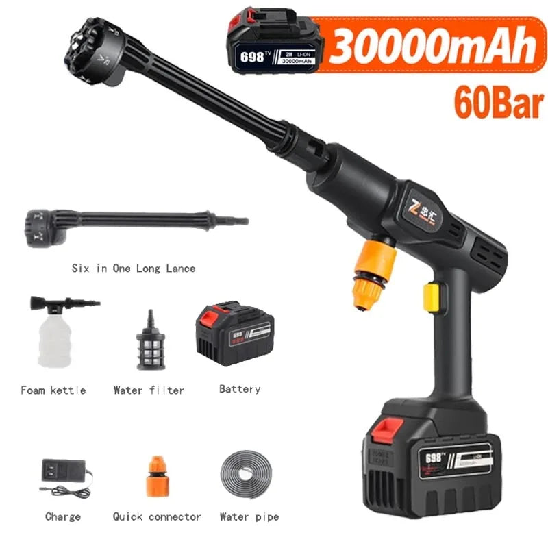 High Pressure Washer Car Water Gun  Home Garden Cleaning Washing Machine Gun 6-1 Battery Washer