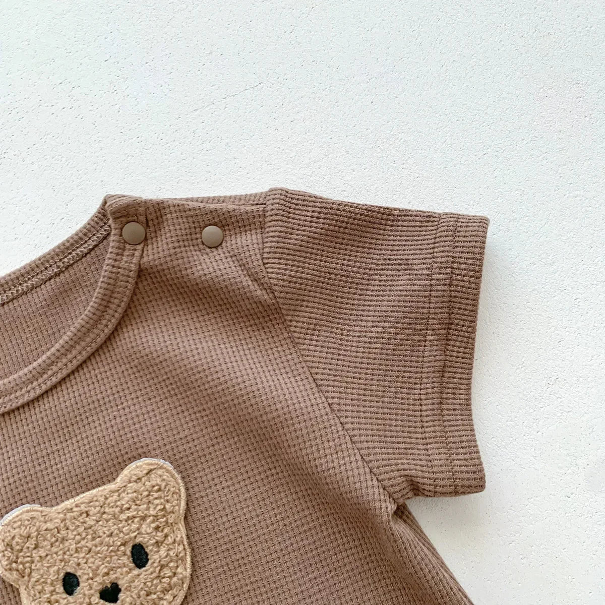 Cotton Romper Gift Hat with Ear New In Summer Kids Baby Girls Boys Short Sleeve Waffle Patch Bear Infant Newborn Jumpsuits