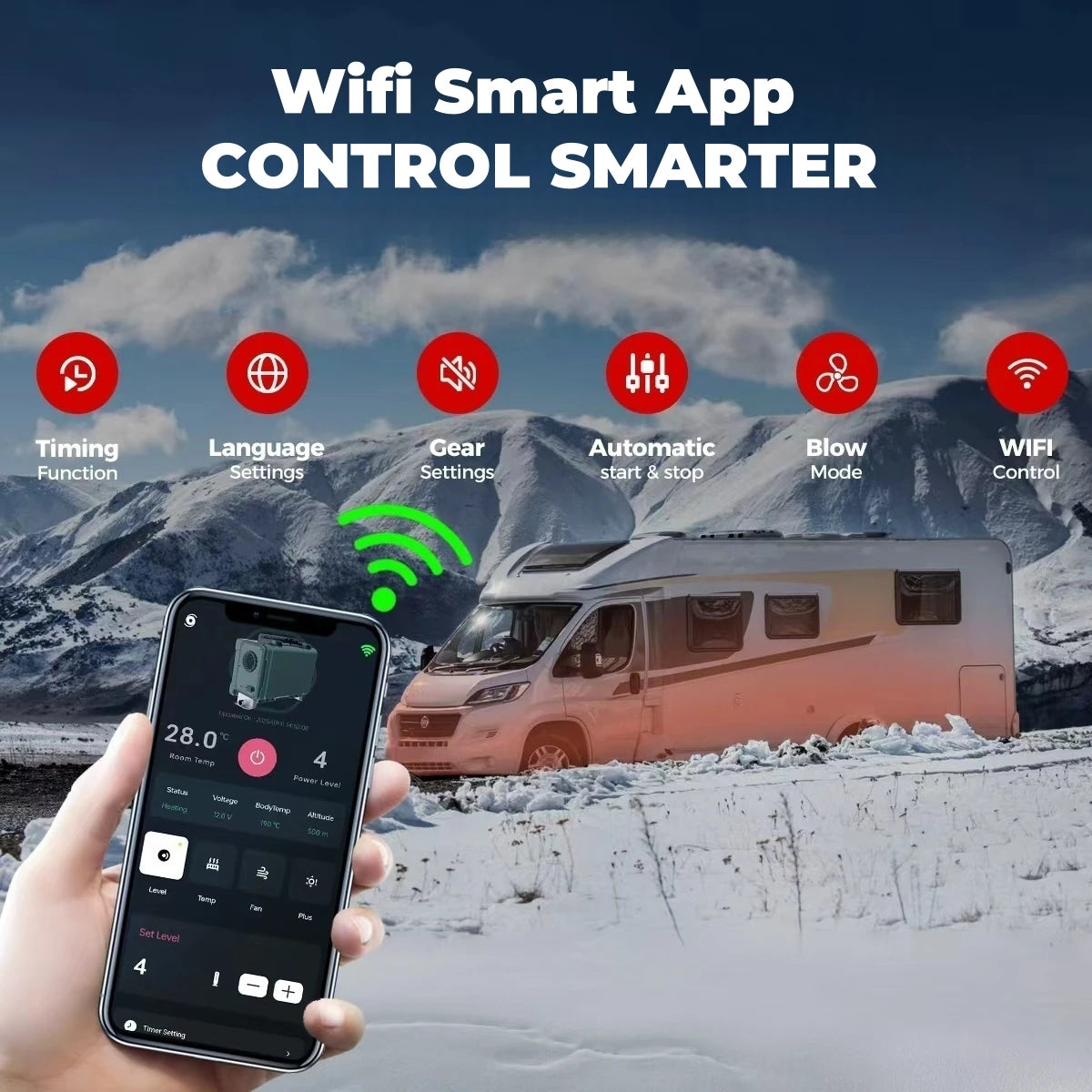 Sunster S-A2409PRO WIFI Bluetooth LCD Switch 12V/24V For Car RV Parking Heater