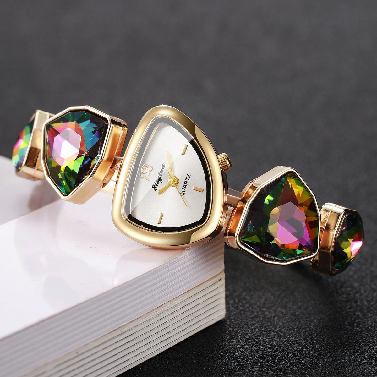 Elegant Rhinestone Bracelet Strap Women Watches Fashion Irregular Dial Ladies Quartz Wristwatch Reloj Mujer (Without Box)