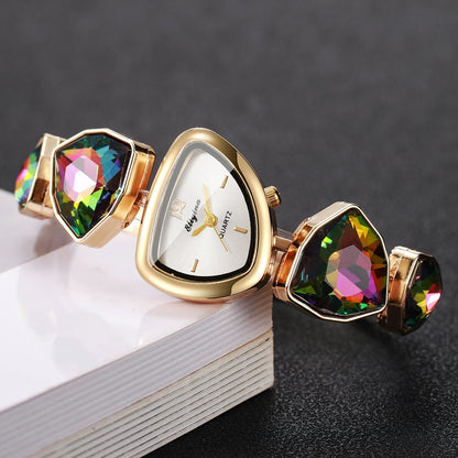 Elegant Rhinestone Bracelet Strap Women Watches Fashion Irregular Dial Ladies Quartz Wristwatch Reloj Mujer (Without Box)
