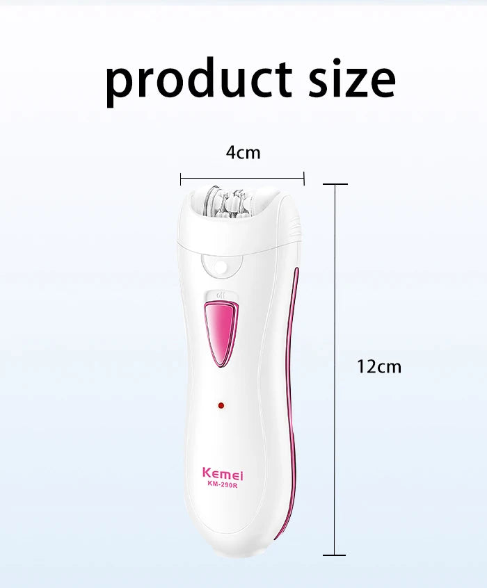 Kemei KM-290R Electric Epilator for Women Armpit Legs Bikini Sensitive Area Hair Remover Body Hair Trimmer Lady USB Rechargeable