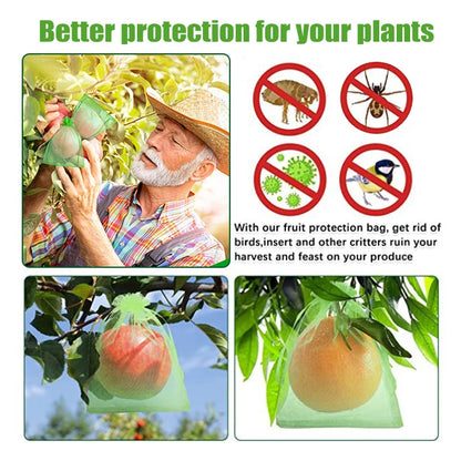 Reusable Drawstring Plant Protection Net Bags Garden Pest Proof Cover For Fruit Trees Vegetables Grapes Strawberries Berries