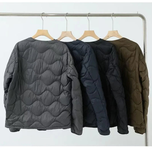 2025 Autumn and Winter Men's New Round Neck/v Collar Down Liner Jacket All-match Fashion Warm Men's Down Jacket Long Sleeve Coat