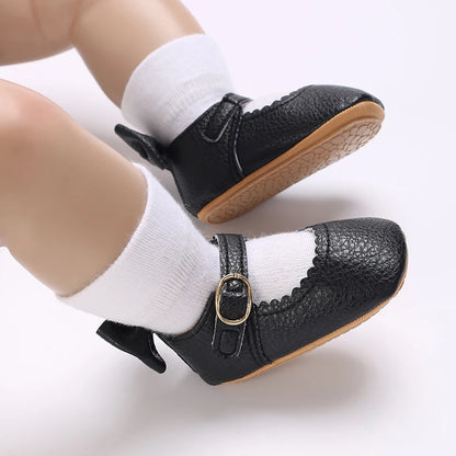 2025Black Fashion Newborn Party Princess Shoes  Boys And Girls' First Step Walking Shoes Rubber Soled Anti Slip Baby Shoes 0-18M
