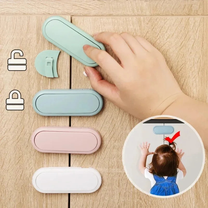 3/5/10Pcs Children's Drawer Safety Latch Cabinet Door Protection Baby Anti Pinch Hand Invisible Lock Opposite Door Wardrobe Lock