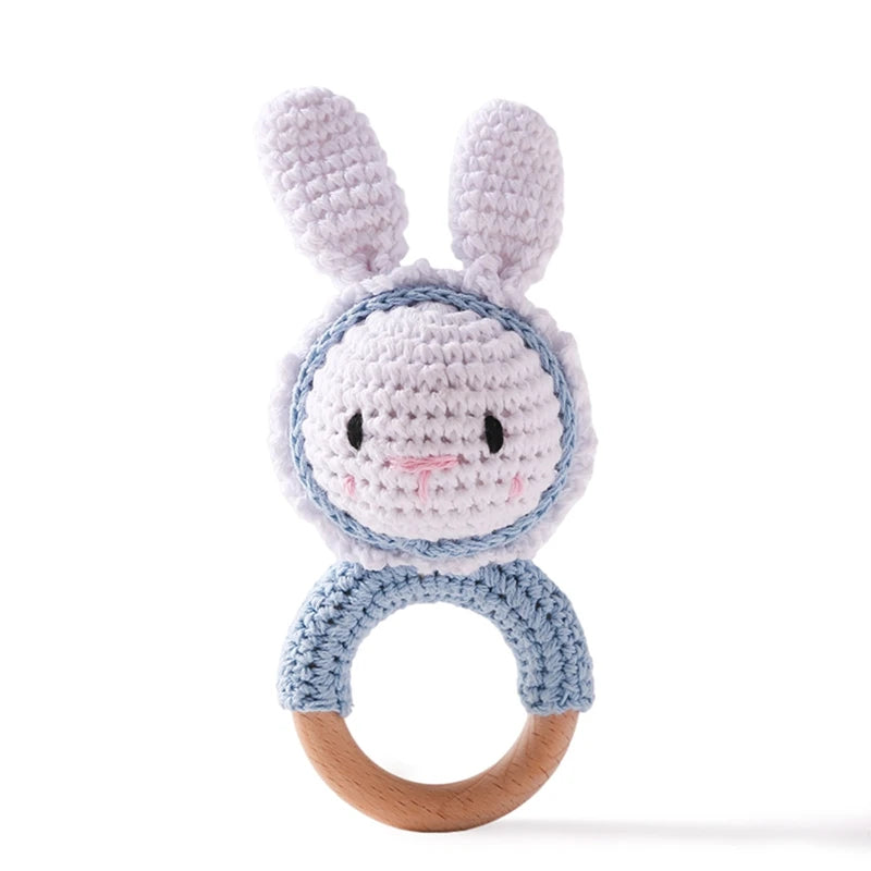 1Pc Baby Teether Wooden Crochet Rattle Toy BPA Free Baby Mobile Play Gym Wood Rodent Rabbit Rattle Newborn Educational Toy Gifts