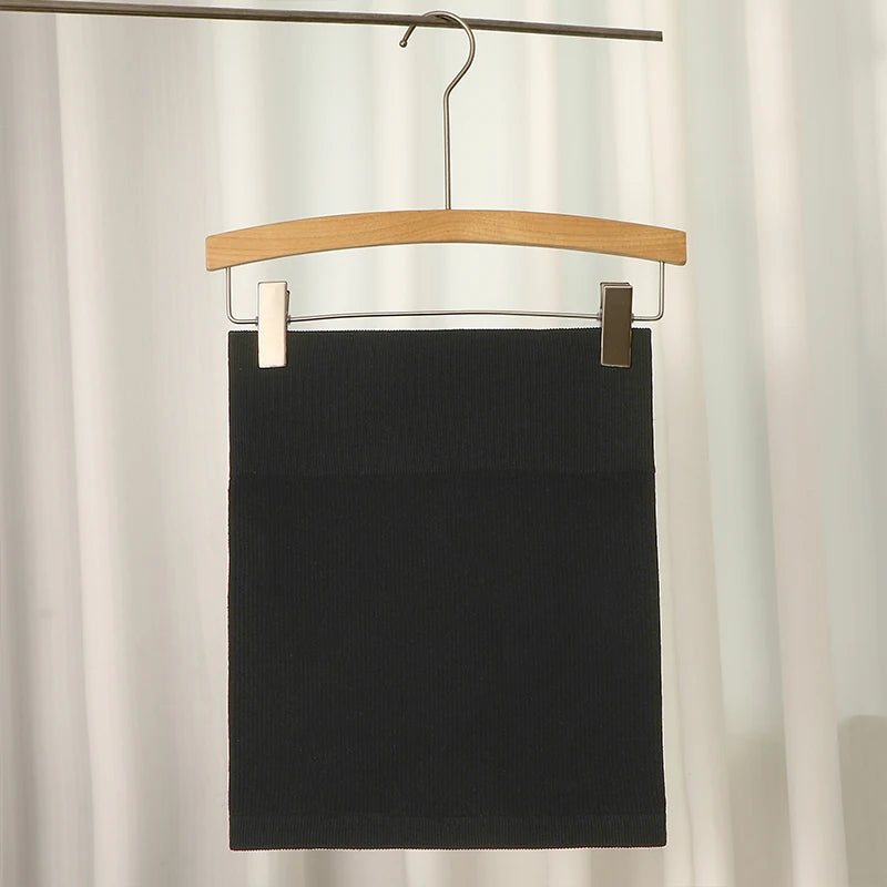 FINETOO Spring Summer New High Waist Elastic Business Women Mini Skirt Black Slimming Knitted Half Body Skirt Professional Work