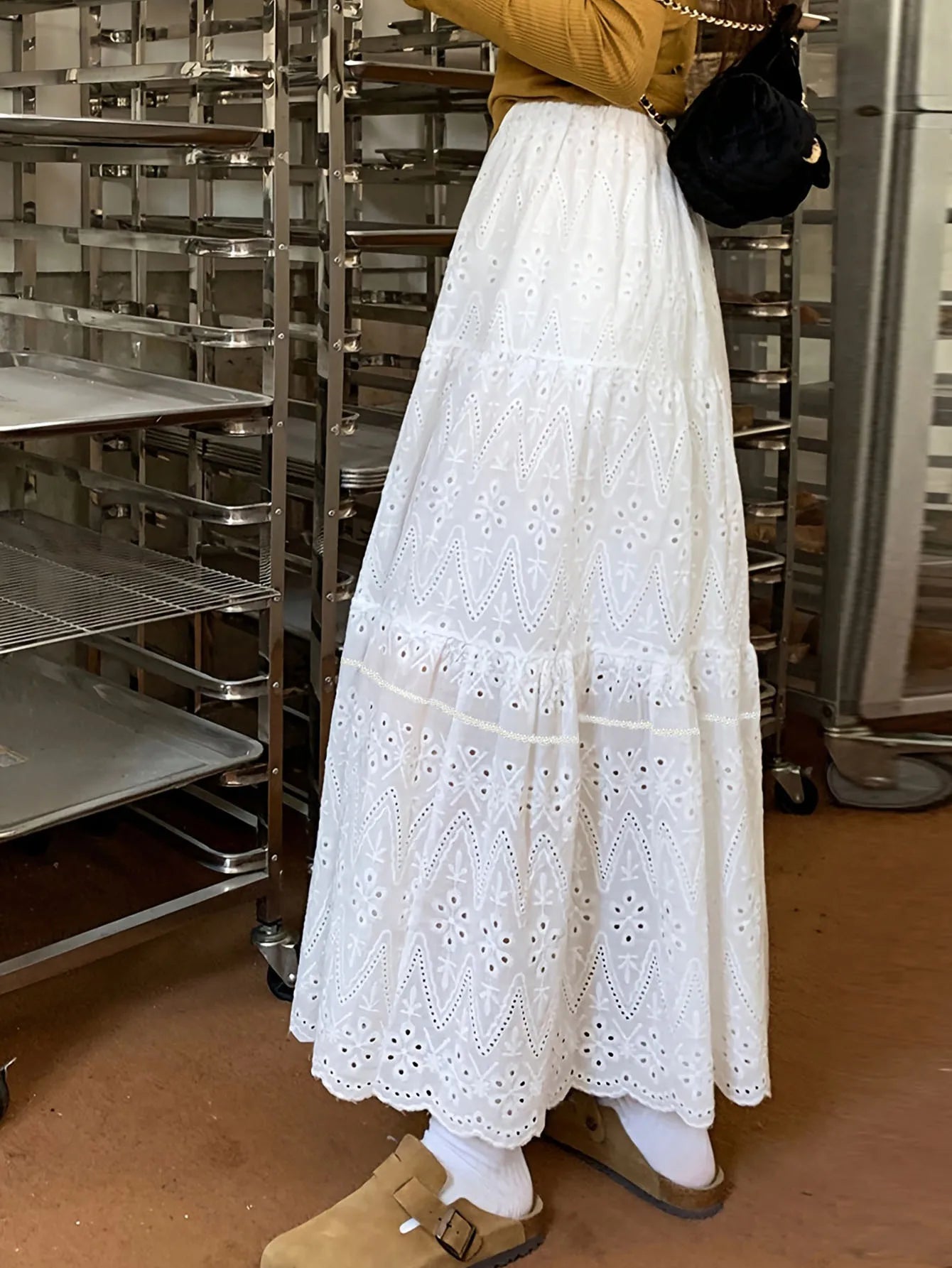 High-waisted Sheer Solid Color A-line Elastic Waist Skirt Women's Summer New Elegant Formal Party Vacation Versatile Maxi Dress