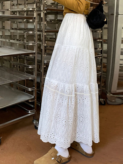 High-waisted Sheer Solid Color A-line Elastic Waist Skirt Women's Summer New Elegant Formal Party Vacation Versatile Maxi Dress
