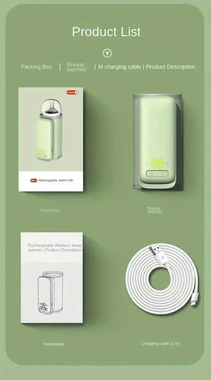 Rechargeable Baby Bottle Warmer 6Levels Temperature Adjustment with Temperature Display Warmer Sleeve Feeding Accessories