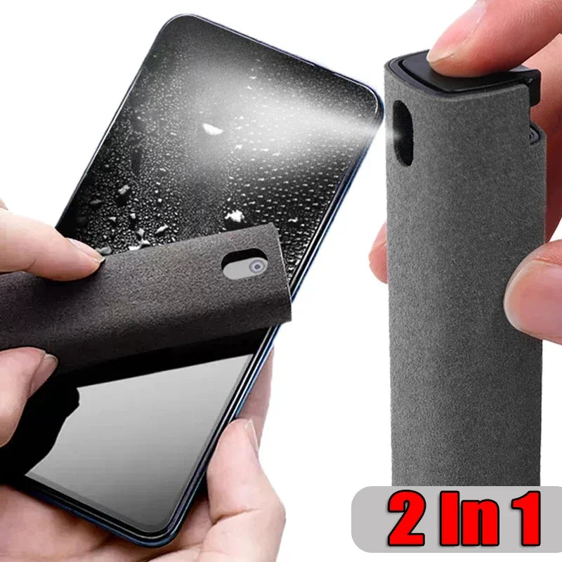 2-IN-1 Screen Dust Removal Microfiber Cloth Wipe Spray Bottle Set Laptop Tablet Mobile Phone Cleaning Tools Portable Cleaner