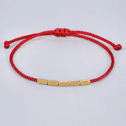 Handmade Tibetan Copper Bead Bracelet Buddhist Braided Cotton Luck Rope Bracelet Good Luck Success Amulet Women Men Vintage