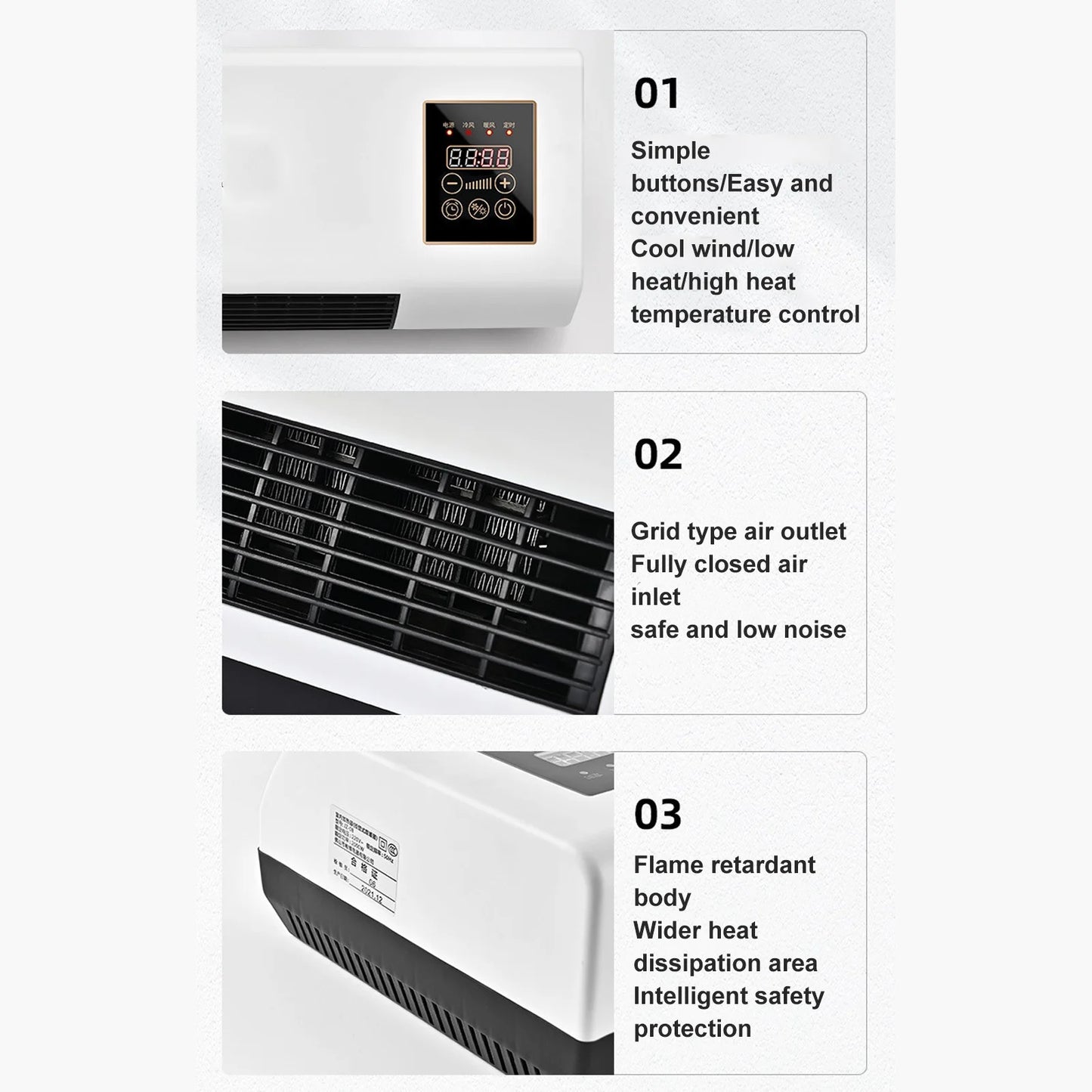 Electric Air Conditioner Fan Wall Mount Easy  Temperature  Timer Heating and Cooling Fan Cooling Heating Fan