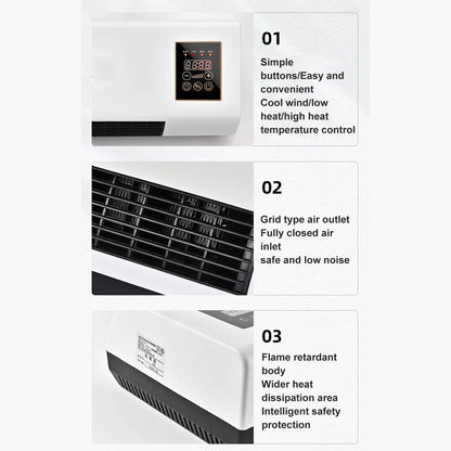 Electric Air Conditioner Fan Wall Mount Easy  Temperature  Timer Heating and Cooling Fan Cooling Heating Fan