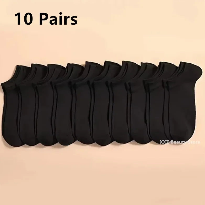5/10/20 Pairs White Casual Breathable Socks Boat Socks For Women Men Invisible Low Cut Silicone Non-slip No-show Ankle Socks