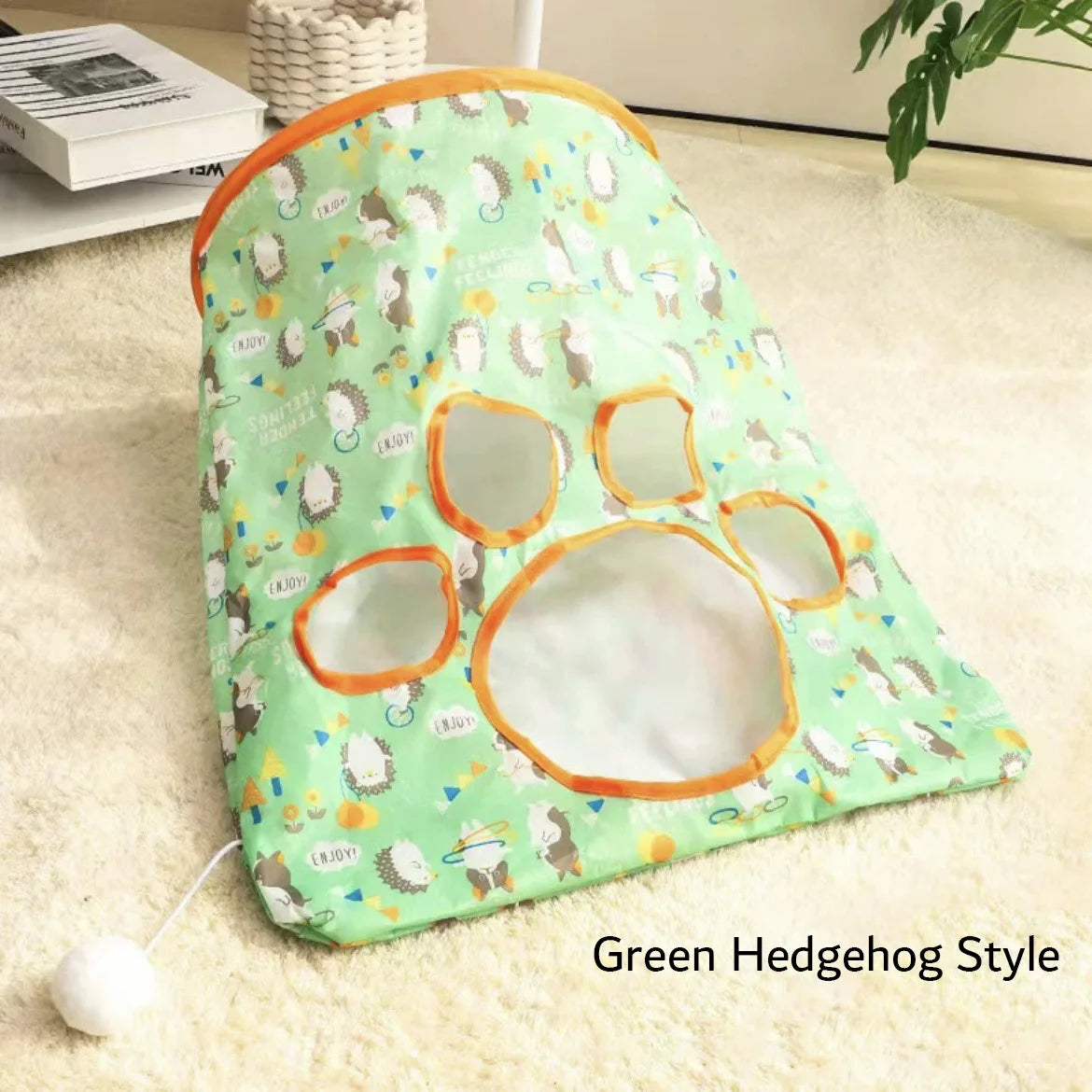 Collapsible Cat Tunnel Bag with Hanging Toys, Interactive Peekaboo Cat Play Tent, Foldable Cat Hideaway for Indoor Cats Boredom