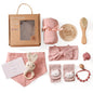 Newborn Bath Set Baby Towel Cotton Blanket Pacifier Chain Bracelet Crochet Rattle Toy Newborn Birth Bath Towel Gift Box