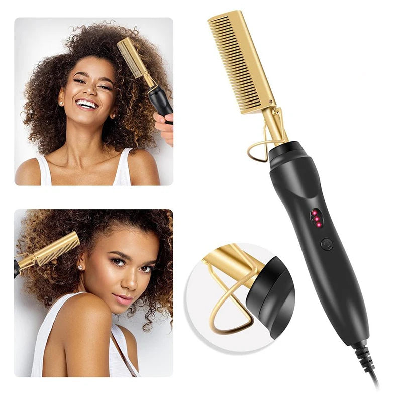 Hot Selling 2-In-1 Straight Hair Comb Portable Fast Heating Copper Straight Hair Comb Salon Professional Styling Tool
