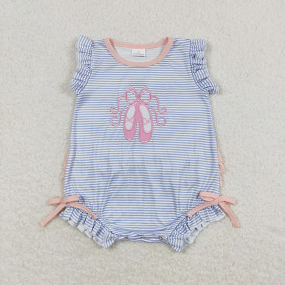 Wholesale Baby Girl Newborn Birthday Balloons Romper Bubble Embroidery Pink Plaid Bows Jumpsuit Kids Toddler Summer Clothes