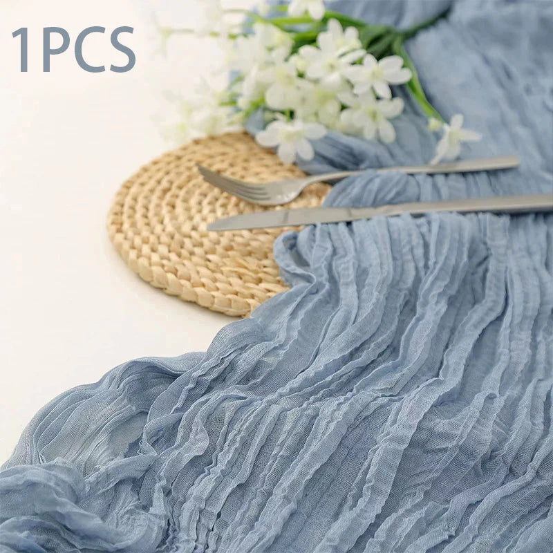 14 Colour Boho Gauze Sheer Cheese Cloth Gauze Table Runner Rustic Cloth Table Runner for Wedding Baby Birthday Party Decorations
