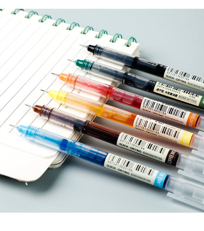 12 Color/set Student School Office Stationery Fine Nib Gel Pen Big Ink Capacity Ballpoint Pen Straight Liquid Rollerball Pen