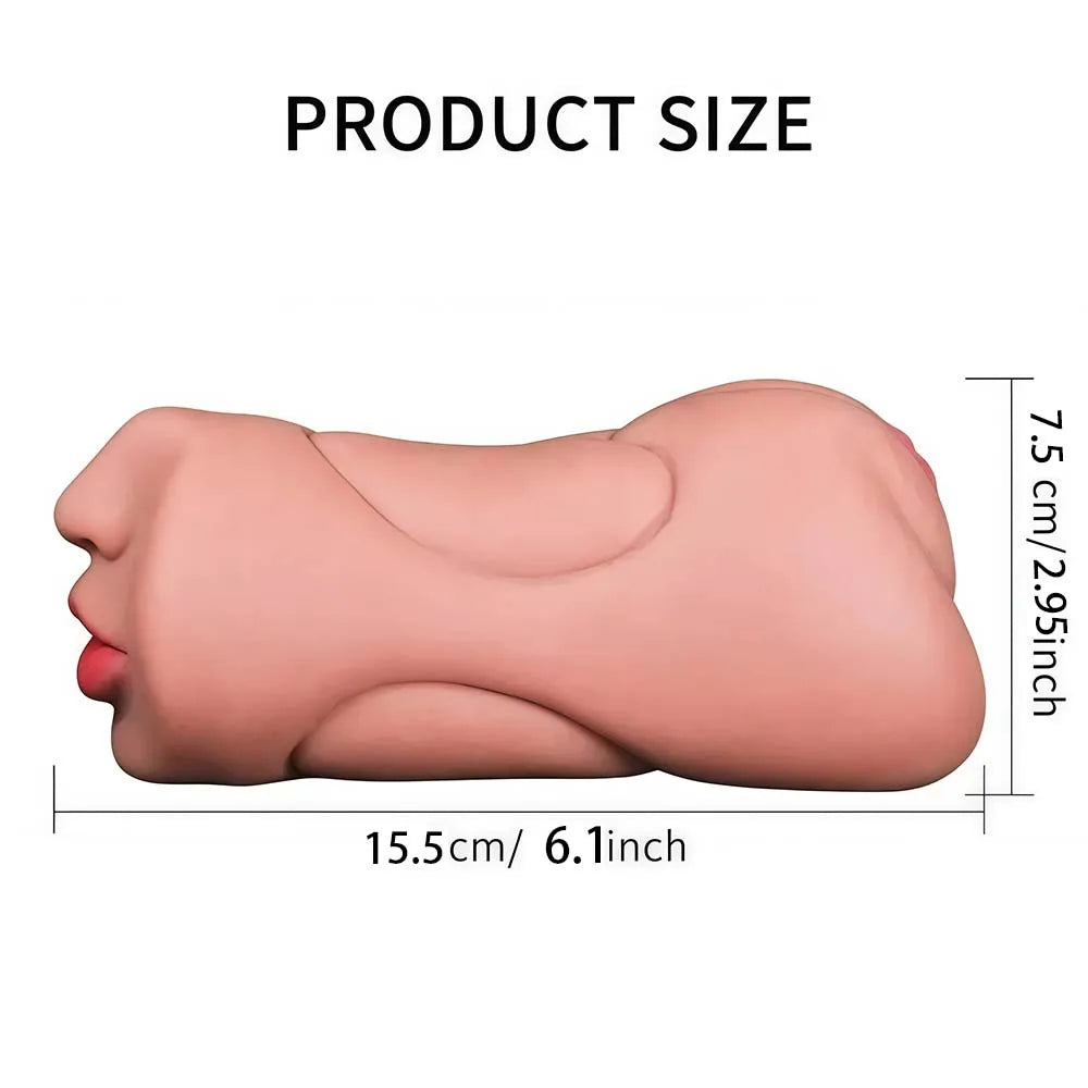 Realistic Vagina3 IN 1 Artificial Masturbator Cup Male Soft Pocket Pussy Deep Throat Oral Blowjob Silicone Massager Sex Toys