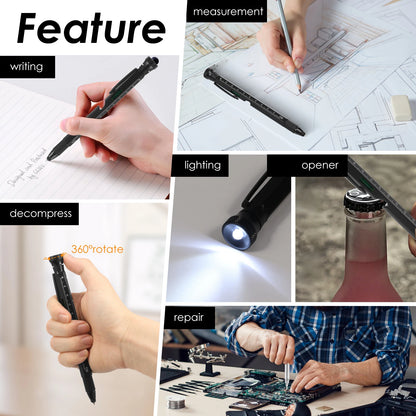 12 In 1 EDC Multi Tool Pen with LED Light Level Bottle Opener Touchscreen Stylus and Screwdriver Father's Day Men Gadgets Gifts