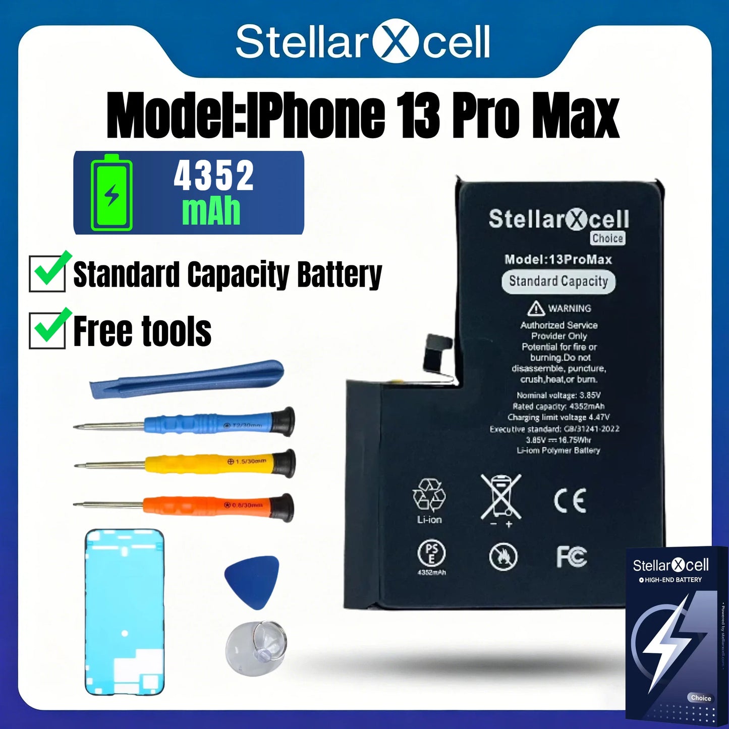 StellarXcell Choice Battery for iPhone 11 12 13 14 15 Mini Plus Pro Promax Original Capacity Replacement Bateria High Quality