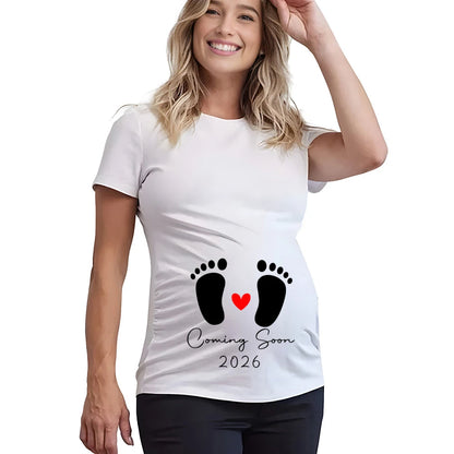 Baby Loading 2026 Print Maternity Shirts Women Pregnancy Announcement T-Shirt Female Pregnancy Clothes New Mom Summer Tops Tee