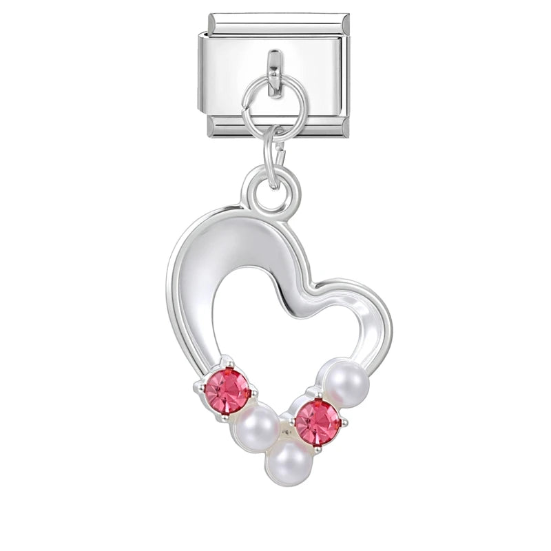 Y2K Butterfly Bow Knot Heart Star Moon Zircon Daisy Cross Italian Charm Links Fit 9mm Stainless Steel Bracelet DIY Making Gifts