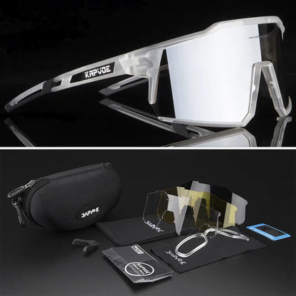4 Lens Men Women Cycling Glasses Polarized Sport MTB Road Bike Goggles UV400 Bicycle Eyewear Fishing Running Driving Sunglasses