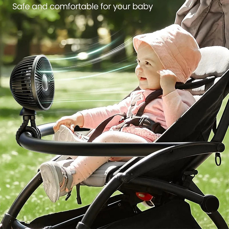 Mini Clip On Fan for Car Seat Crib Baby Stroller Fan Handheld Rechargeable USB Fan Small Cooling Fans Baby Stroller Accessories
