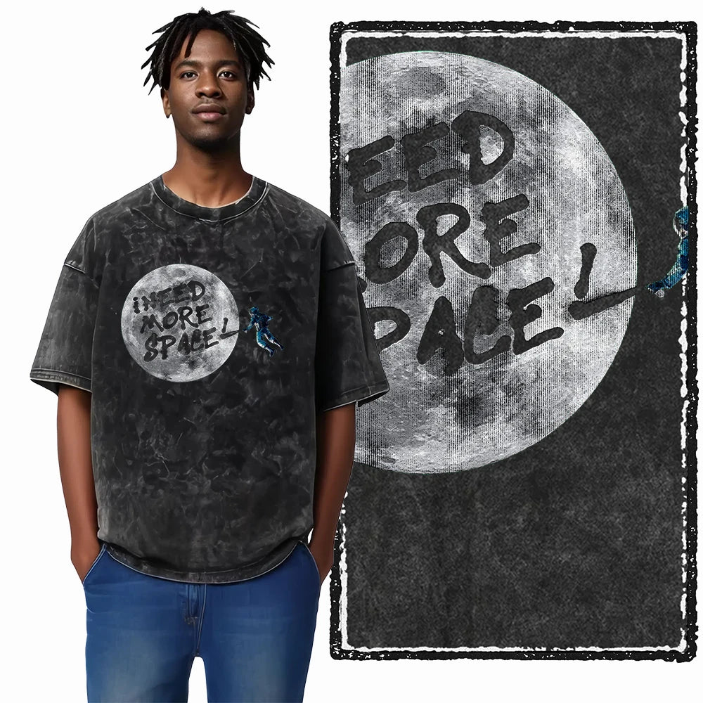 SA ASTRONAUT SPACE THEMES Printed Cotton Acid Washed Graphic Unisex T Shirt Cool Streetwear Men Tshirts Big Size Tee for men