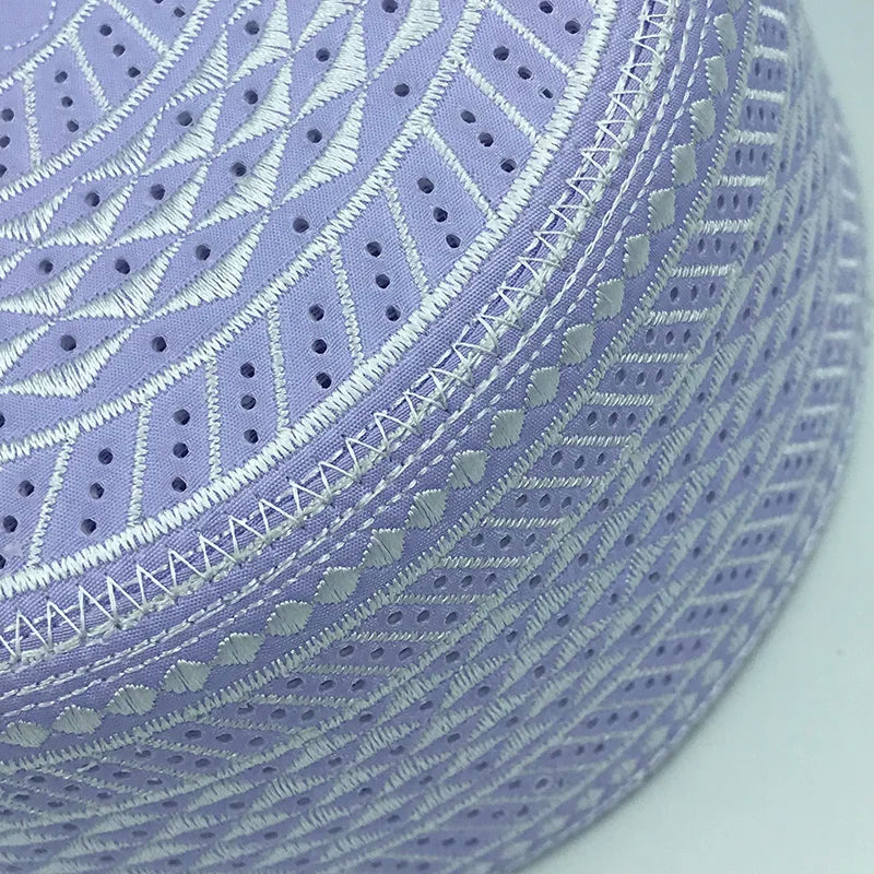 Muslim Men's Cotton Embroidered Prayer Hat Islamic Headscarf Leisure Saudi Arabia Style Topkippot Turban for Men's Clothing