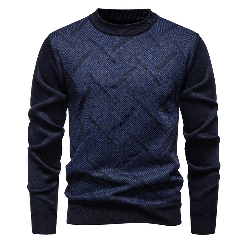 New Sweater Men Casual Knitted Pullover Solid Color Warm Regular Fit Round Neck Sweater Pullovers Mens Sweatwear