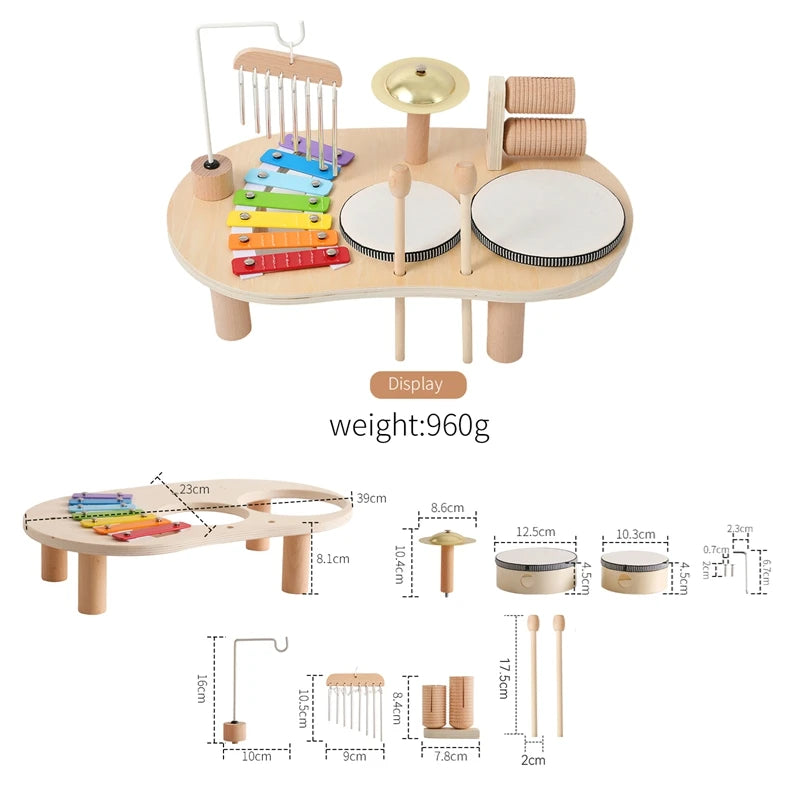 Montessori Kids Musical Toys Wooden Educational Instruments Baby Percussion Instruments Music Station Newborn Birthday Gift