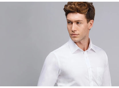 Classic Plain Men's Dress Shirt Long Sleeve Slim Fit Button Up Purple Yellow Men Business Formal Wedding Party Social Shirts